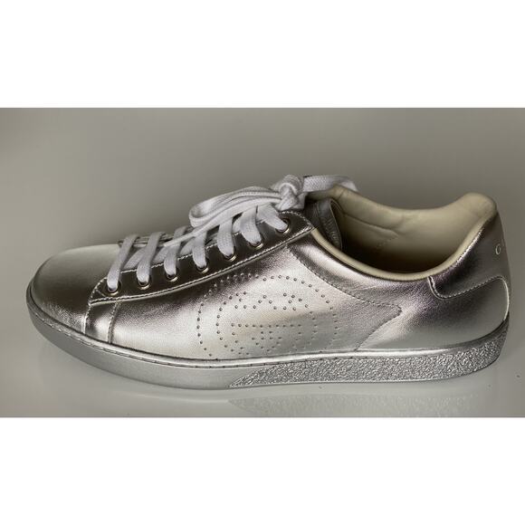 Gucci Ace Men's Low-top Silver Sneakers 10.5 US (Gucci 10) 660266 Italy NIB